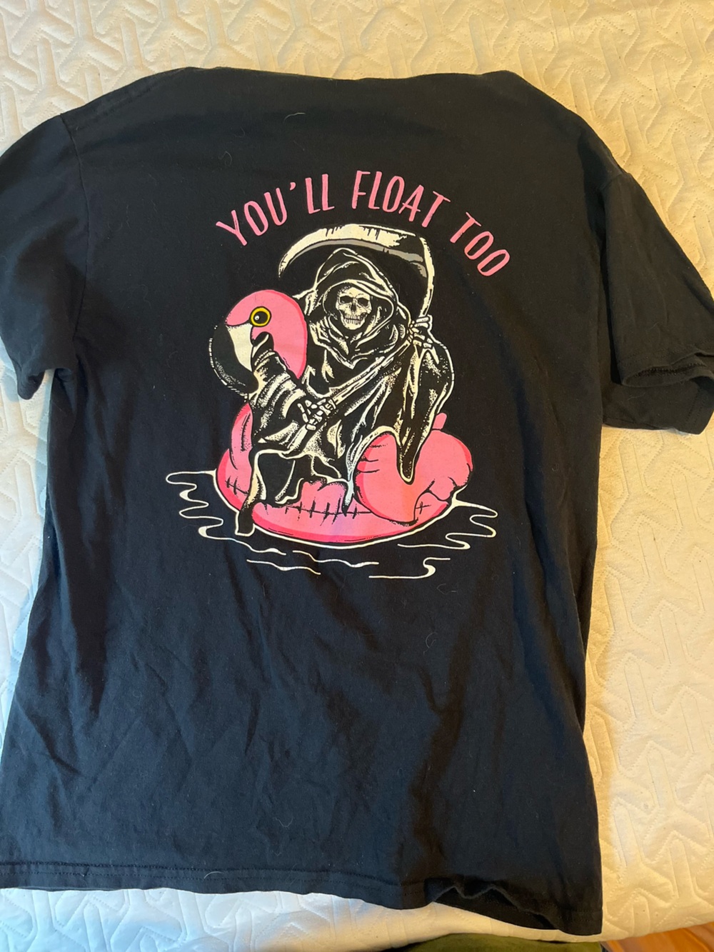 Retrofit Black T-Shirt with White Neck Print